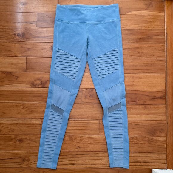 Women Alo Yoga High Waisted Moto Leggings In Blue Size Medium - Picture 2 of 8